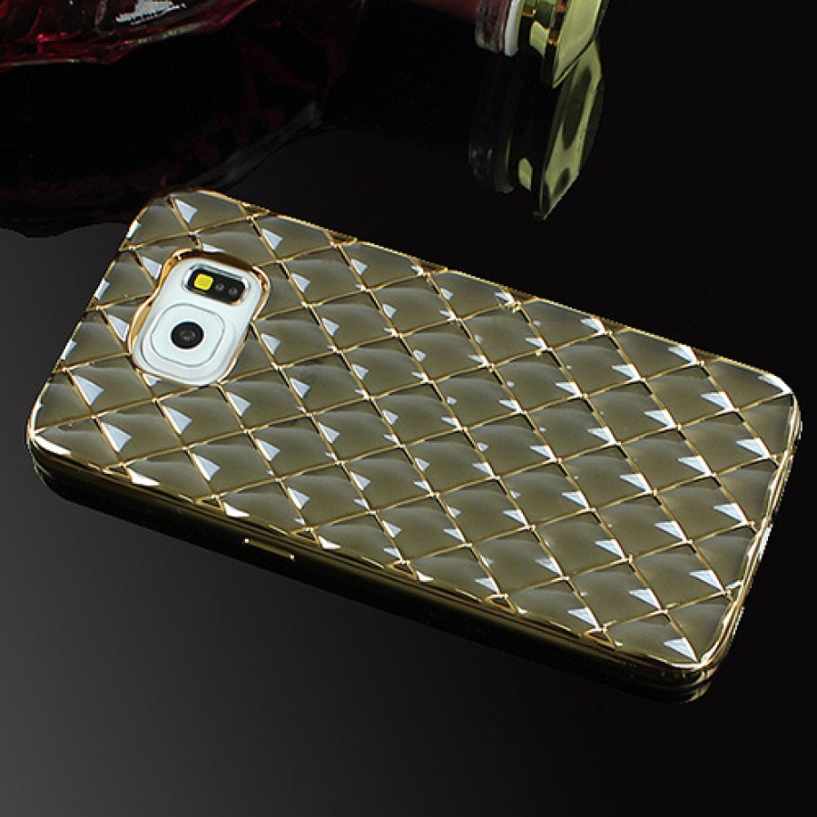 FitCase Laser Samsung S6 (G920) Baklava Desenli Gold - Siyah