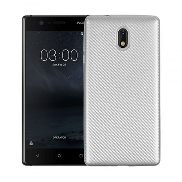 FitCase Nokia 3 Carbon Desen Arka Kapak Silver…