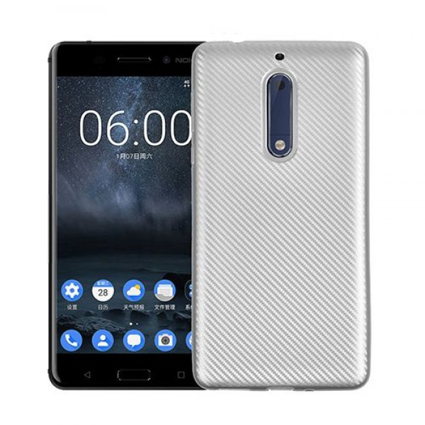 FitCase Nokia 5 Carbon Desen Arka Kapak Silver…