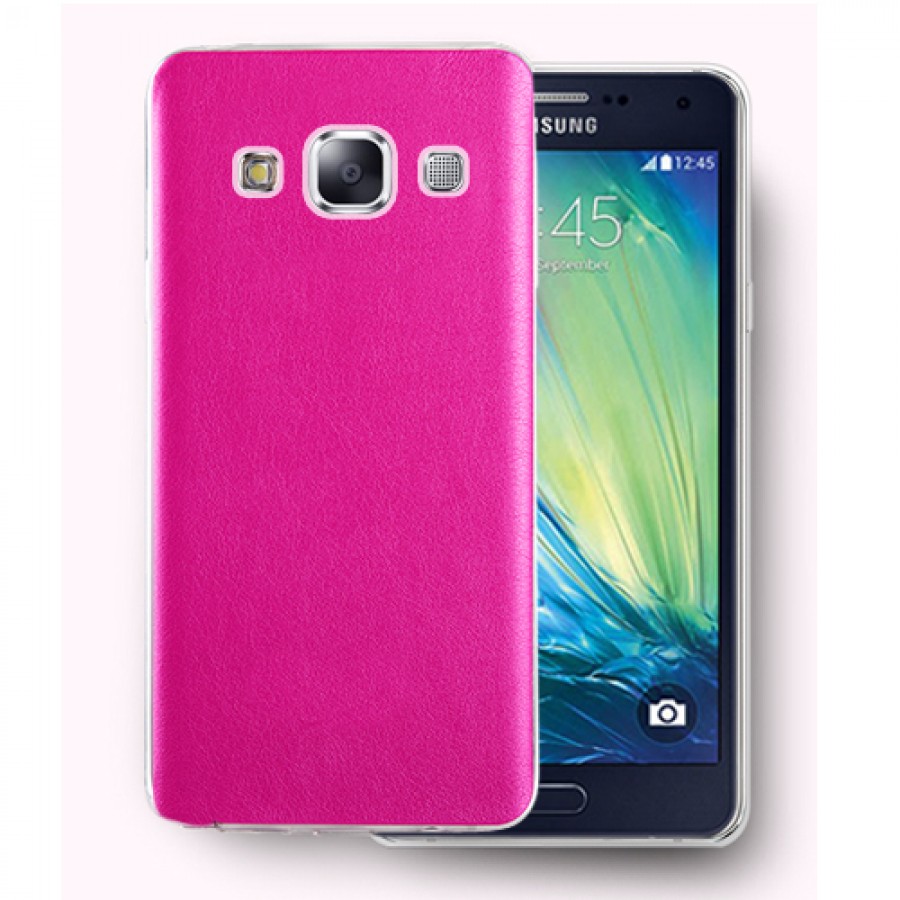 FitCase Samsung Galaxy A3 (A300) Kılıf Deri Dokulu Arka Kapak Pembe