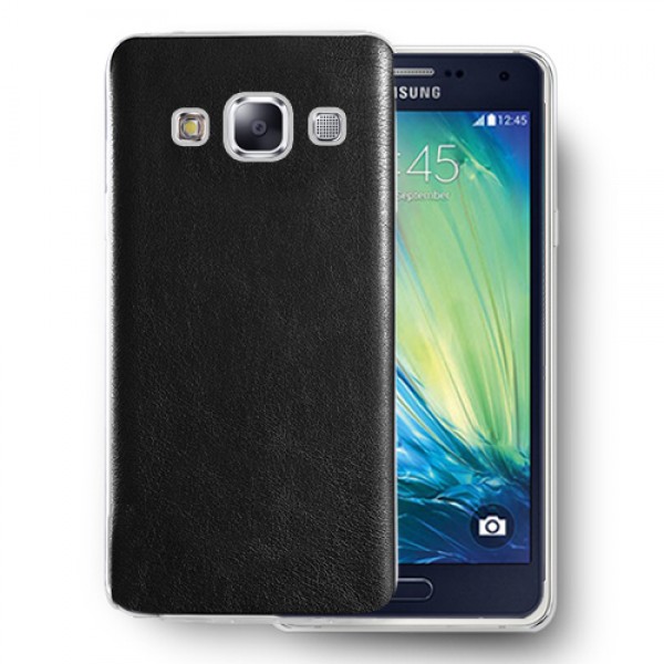 FitCase Samsung Galaxy A3 (A300) Kılıf Deri Dokulu Arka Kapak Siyah