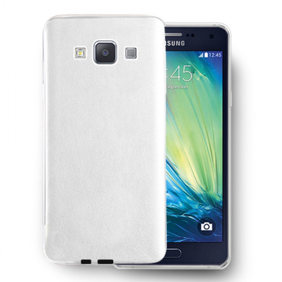 FitCase Samsung Galaxy A7 (A700) Kılıf Deri Dokulu Arka Kapak Beyaz