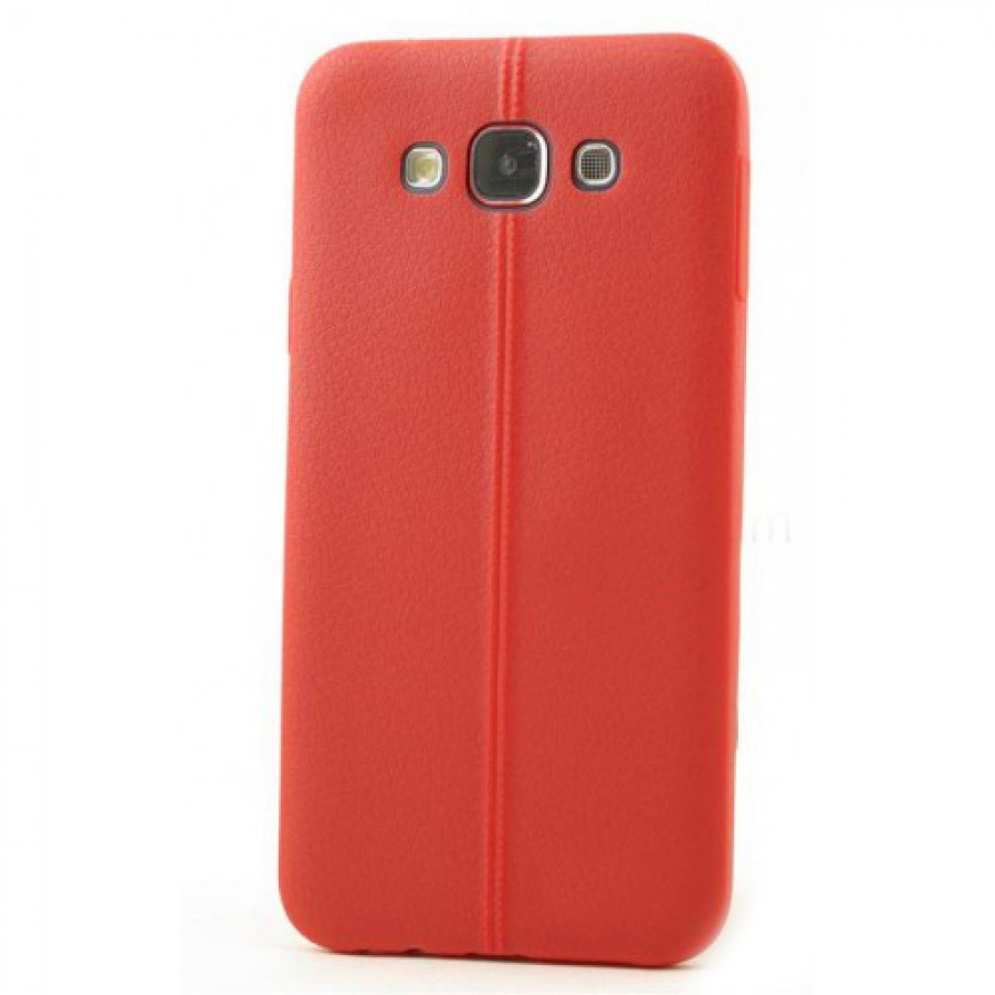 FitCase Samsung Galaxy E7 (E700) Ultra İnce Dikişli TPU Arka Kapak Kırmızı