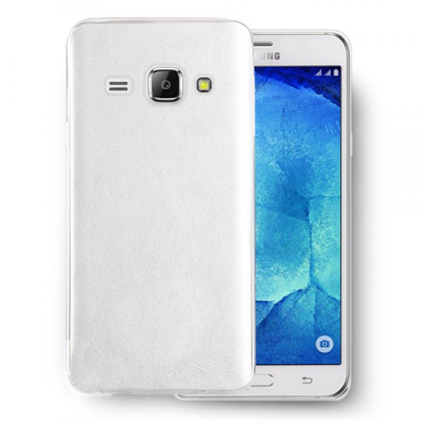 FitCase Samsung Galaxy J1 (J100) Kılıf Deri Dokulu Arka Kapak Beyaz…