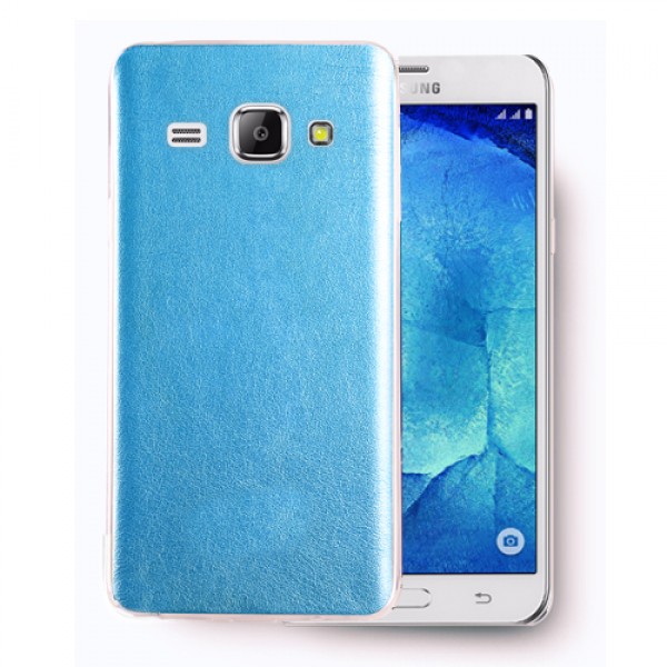 FitCase Samsung Galaxy J1 (J100) Kılıf Deri Dokulu Arka Kapak Mavi
