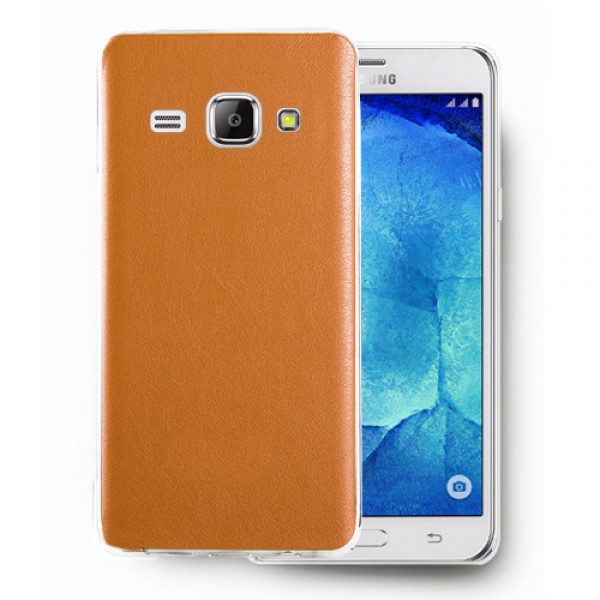 FitCase Samsung Galaxy J1 (J100) Kılıf Deri Dokulu Arka Kapak Turunc…