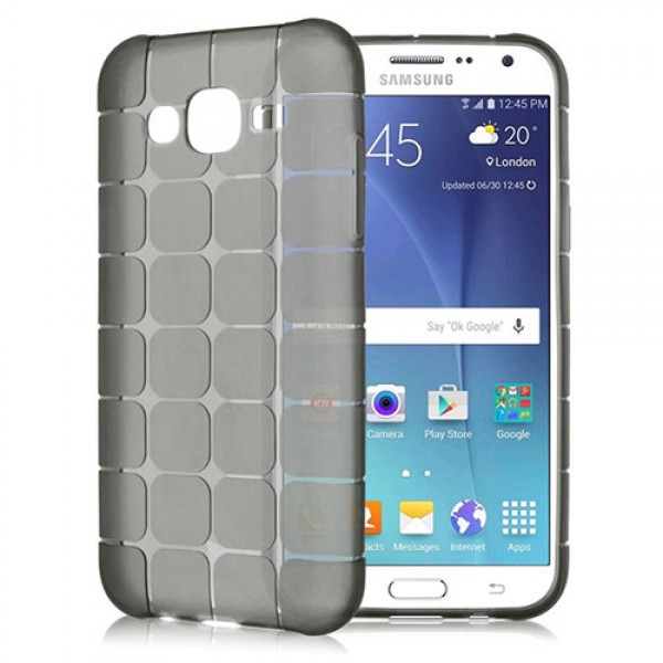 FitCase Samsung Galaxy J2 (J200) Plaid Silikon Arka Kapak Siyah