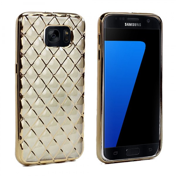 FitCase Samsung Galaxy S7 (G930) Kılıf Laser Baklava Desenli Gold…