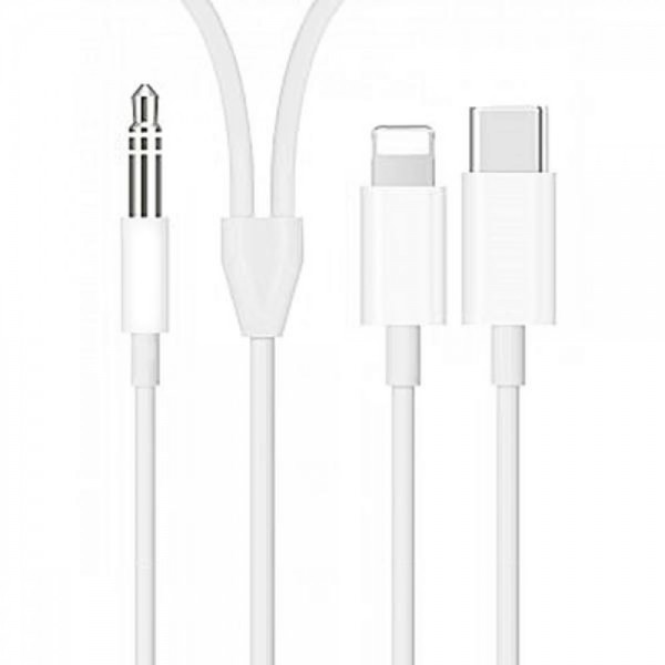 FitPlus Audio MH-CM32 Type-C + Lightning - 3.5mm Aux Ses Aktarım Kabl…