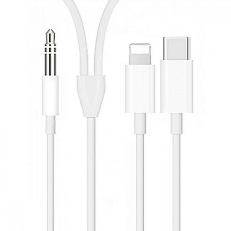 FitPlus Audio MH-CM32 Type-C + Lightning - 3.5mm Aux Ses Aktarım Kablosu