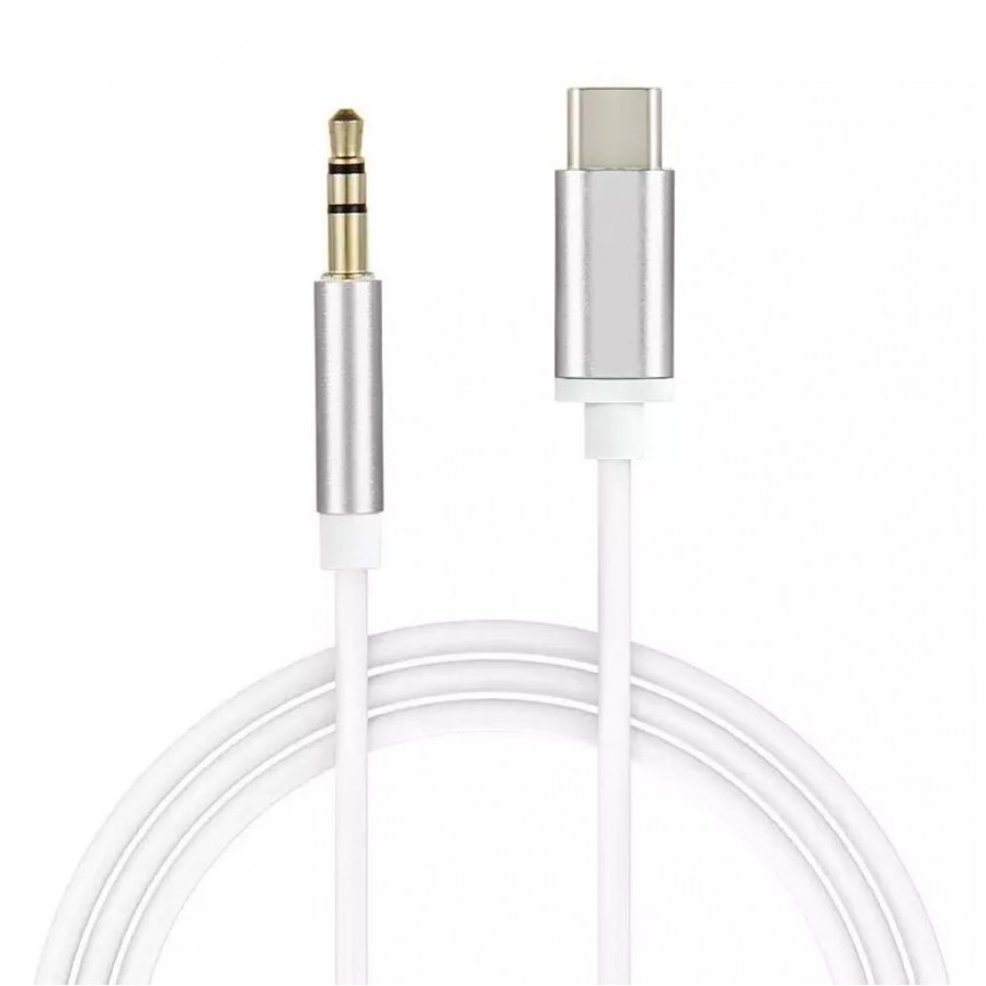 FitPlus JH-024 Type-C to 3.5mm AUX Ses Kablosu 1mt - Beyaz