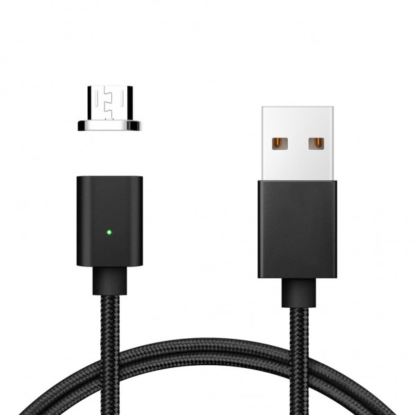 FitPlus Manyetik Mıknatıslı Micro USB Hızlı Şarj Kablosu QC 3.0 Siya…