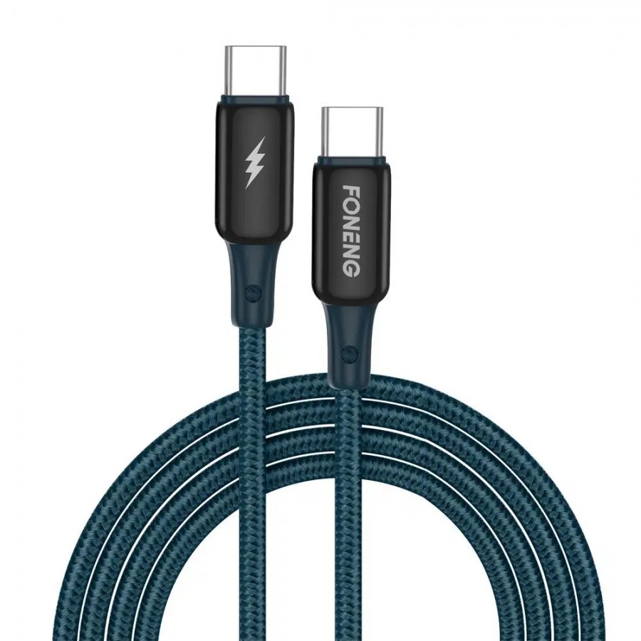 Foneng X87 60W Type-C to Type-C Örgü 1.2m Data ve Şarj Kablosu Foneng X87 60W Type-C to Type-C Örgü 1.2m Data ve Şarj Kablosu