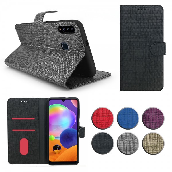 General Mobile GM 10 Kılıf FitCase Fabric Kapaklı Cüzdanlı