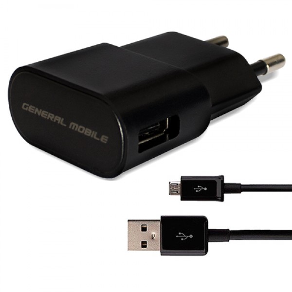 General Mobile Şarj Aleti ve Micro USB Kablo Set 1A Orijinal Siyah…
