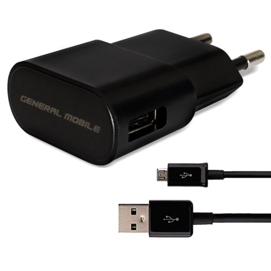 General Mobile Şarj Aleti ve Micro USB Kablo Set 1A Orijinal Siyah General Mobile Şarj Aleti ve Micro USB Kablo Set 1A Orijinal Siyah