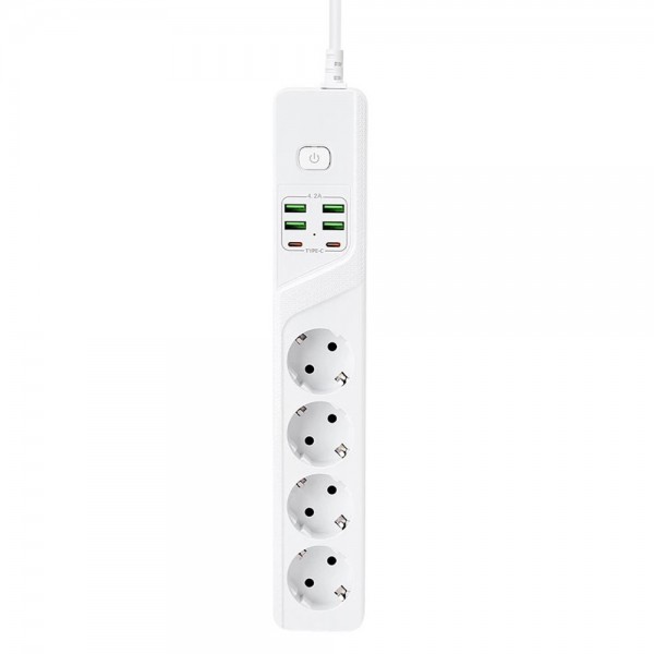 HEPU HP-H02 6x USB 4lü 2mt Kablolu Akım Korumalı Grup Priz 10A-3000W…