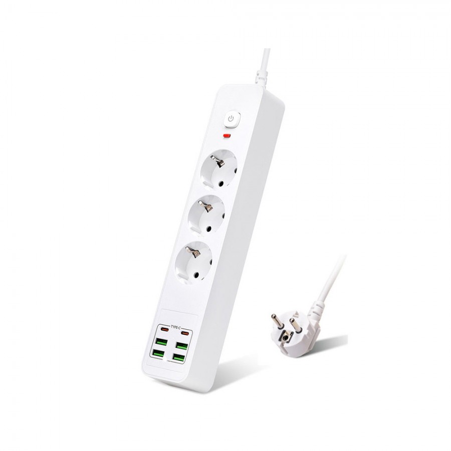 HEPU HP-H11 4x USB 2x Type-C 3lü 2mt Kablolu 18W Akım Korumalı Grup Priz 13000W HEPU HP-H11 4x USB 2x Type-C 3lü 2mt Kablolu 18W Akım Korumalı Grup Priz 13000W