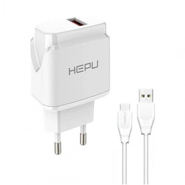 HEPU HP617T 2.1A Seyahat Şarj Aleti USB-Type-C Kablo Set…