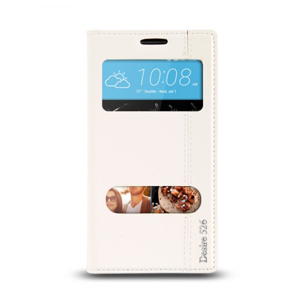 HTC Desire 526 Gizli Mıknatıslı Pencereli Magnum Kılıf Beyaz…