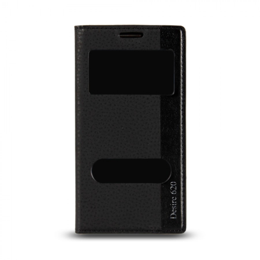HTC Desire 620 Gizli Mıknatıslı Pencereli Magnum Kılıf Siyah