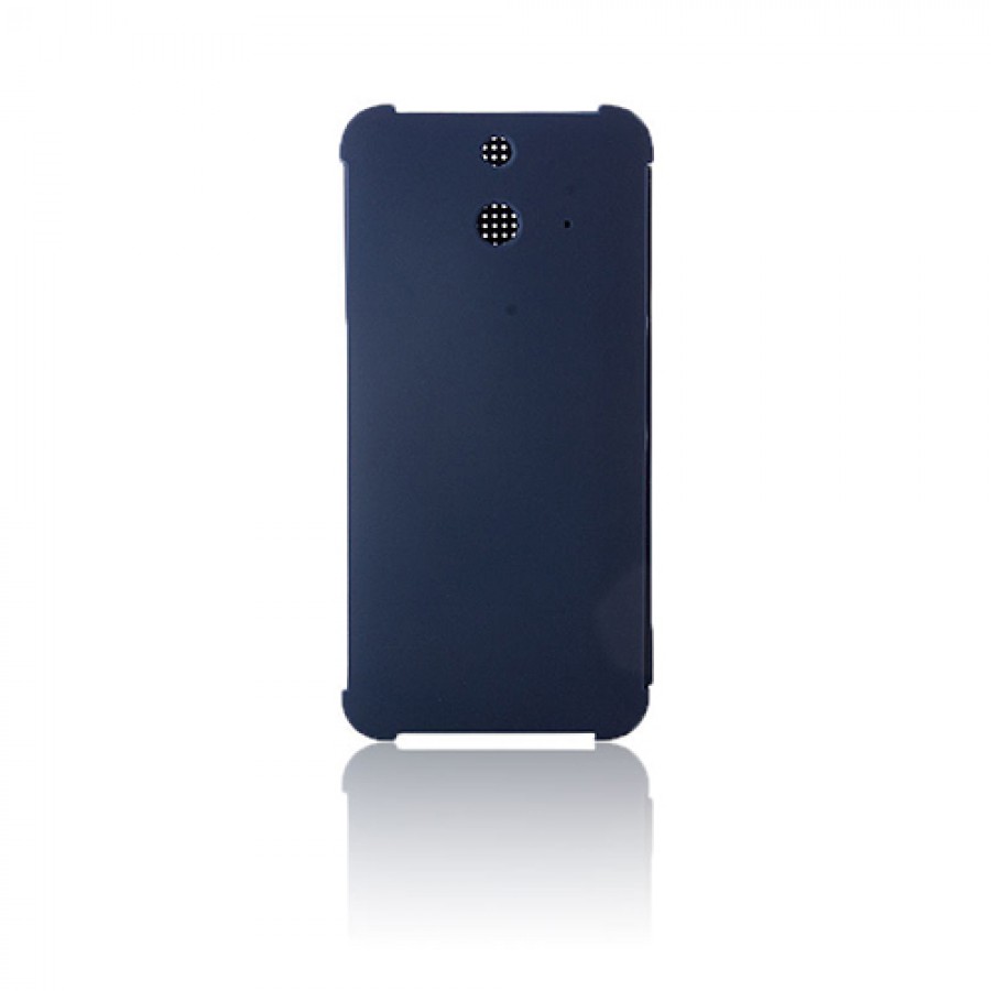 HTC One E8 Dot View Yan Kapaklı Uyku Modlu Kılıf Mavi