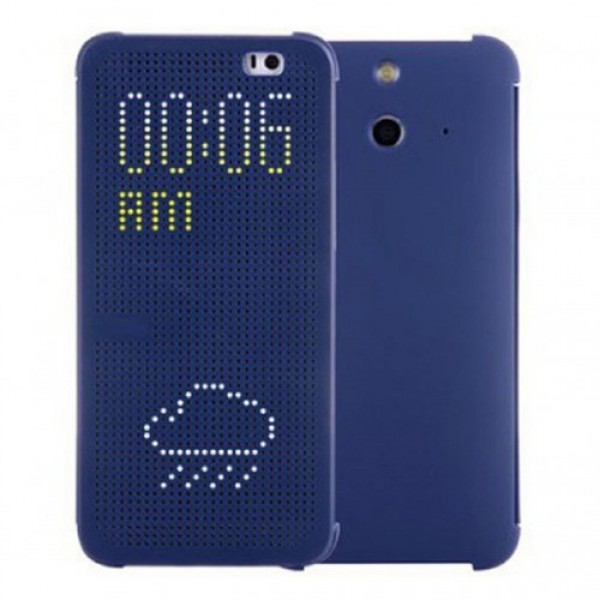 HTC One E8 Dot View Yan Kapaklı Uyku Modlu Kılıf Mor…