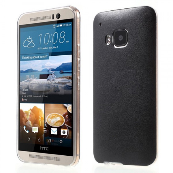 HTC One M9 Kılıf Deri Dokulu Arka Kapak Siyah…