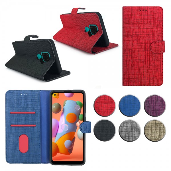 Huawei Mate 30 Lite Kılıf FitCase Fabric Kapaklı Cüzdanlı…