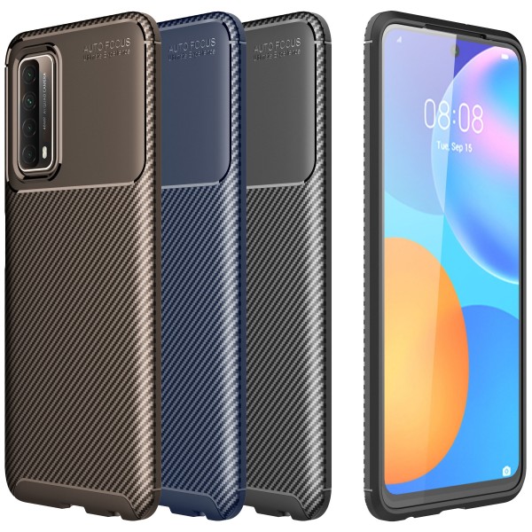 Huawei P Smart 2021 Kılıf Focus Carbon Desen Silikon Arka Kapak…
