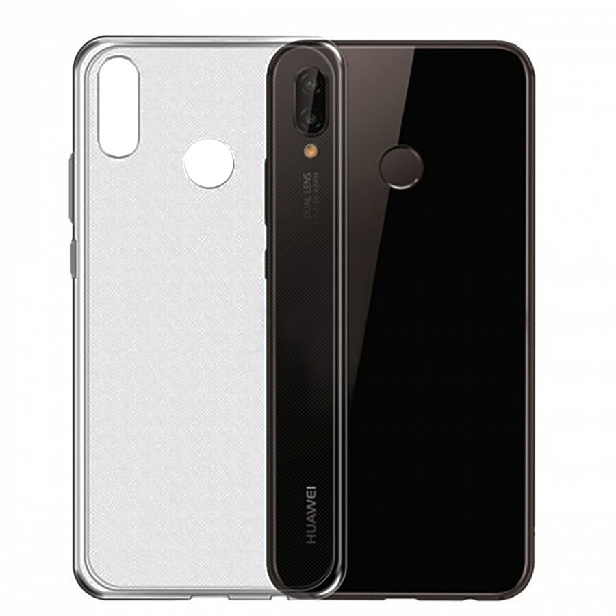 Huawei P20 Kılıf Soft Silikon Şeffaf-Siyah Arka Kapak