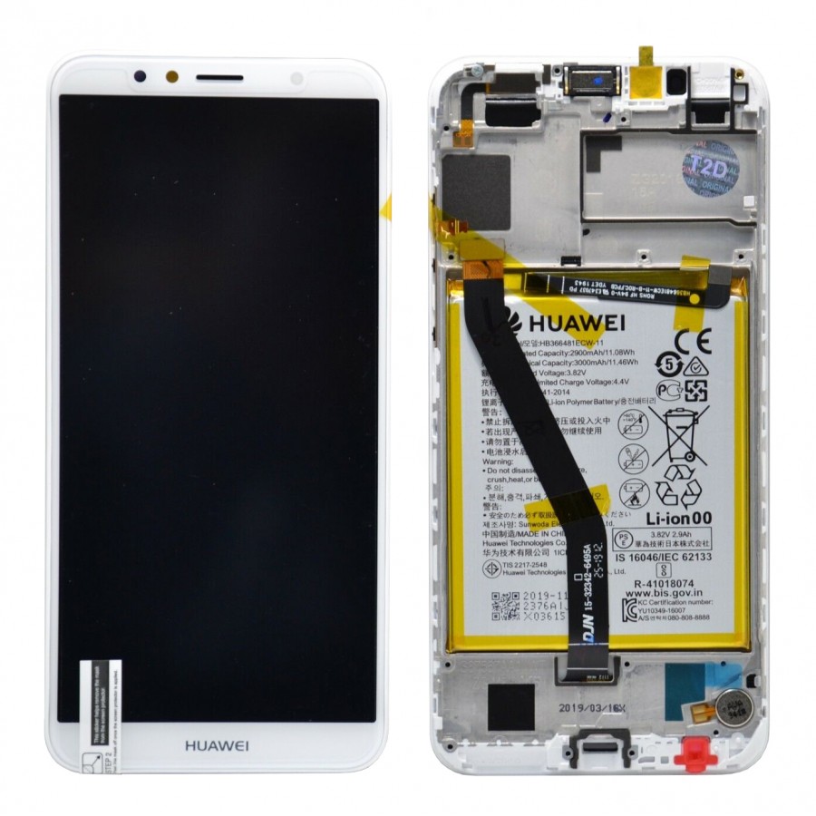 Huawei Y6 2018 LCD Ekran Dokunmatik Servis Çıtalı Bataryalı - Beyaz