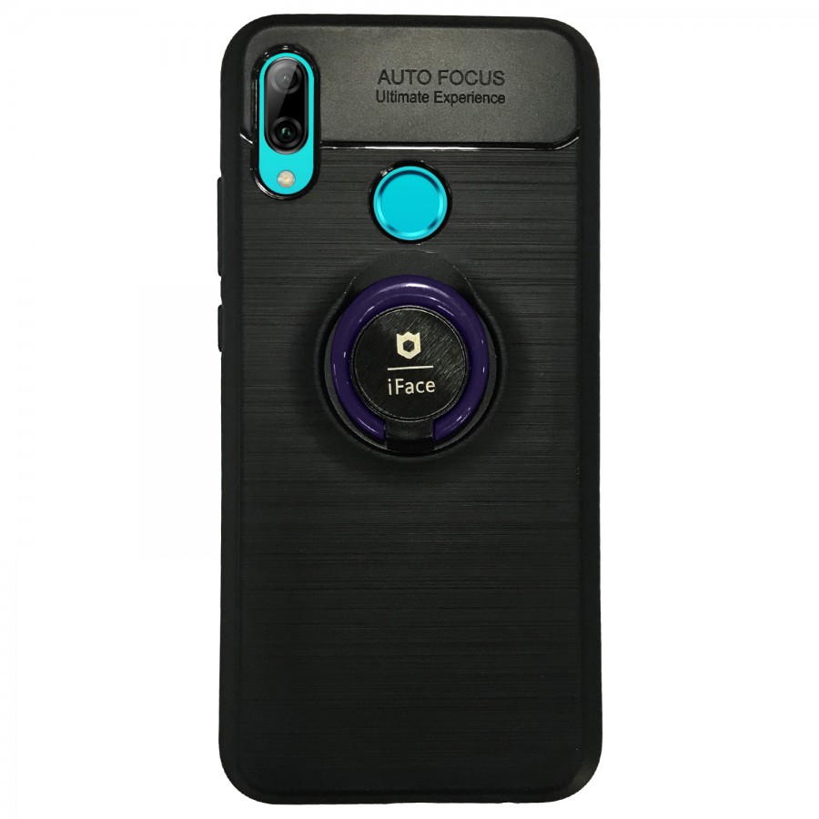 Huawei Y7 2019 - New iFace Yüzük Tutuculu Arka Kapak Halka-Mor