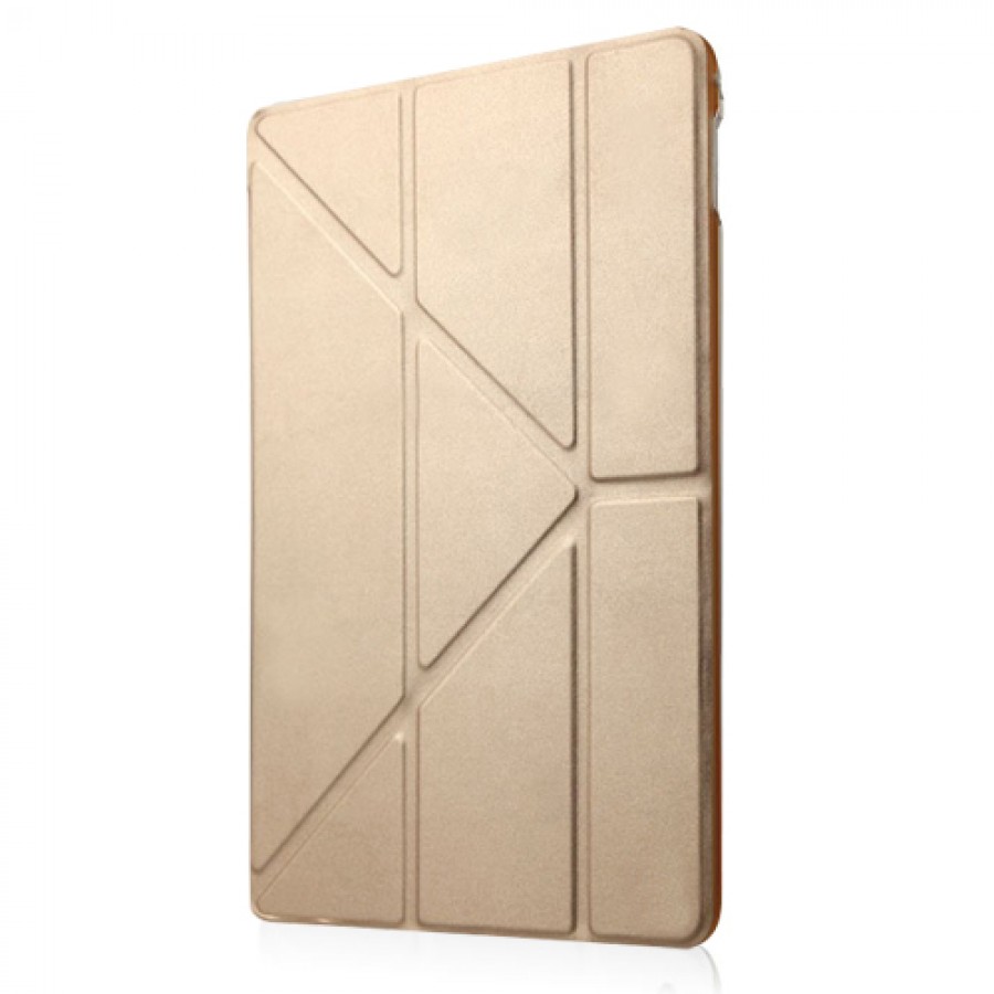 iPad Mini / Mini 2 / Mini 3 Üçgen Çizgili Standlı Kılıf Gold