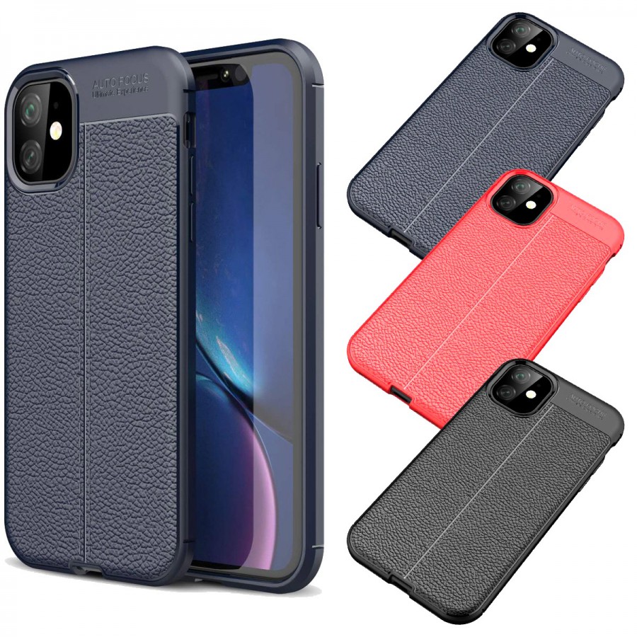 iPhone 12 / 12 Pro Kılıf Focus Deri Desen Silikon Arka Kapak