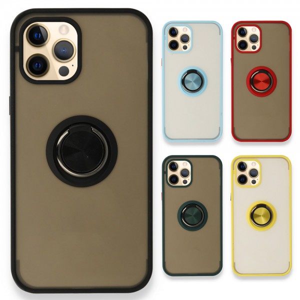 iPhone 12 / 12 Pro Kılıf Montrea Ring Yüzük Stantlı Kapak…