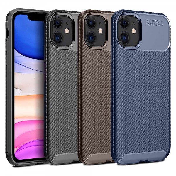iPhone 12 Mini Kılıf Focus Carbon Desen Silikon Arka Kapak…