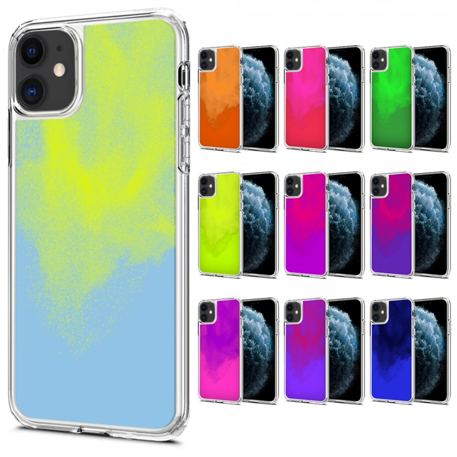 iPhone 12 Mini Kılıf Neon Likit Silikon Arka Kapak