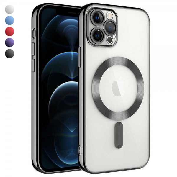 iPhone 12 Pro Max Kılıf Magsafe Özellikli Metal Lazer Silikon …