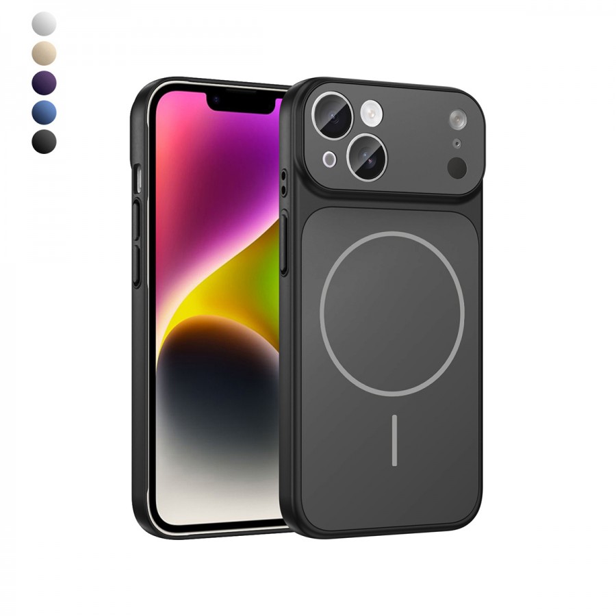 iPhone 14 Kılıf (17 Pro Max Görünümlü) Magsafe Özellikli AG Glass Çevirici Sert Kapak