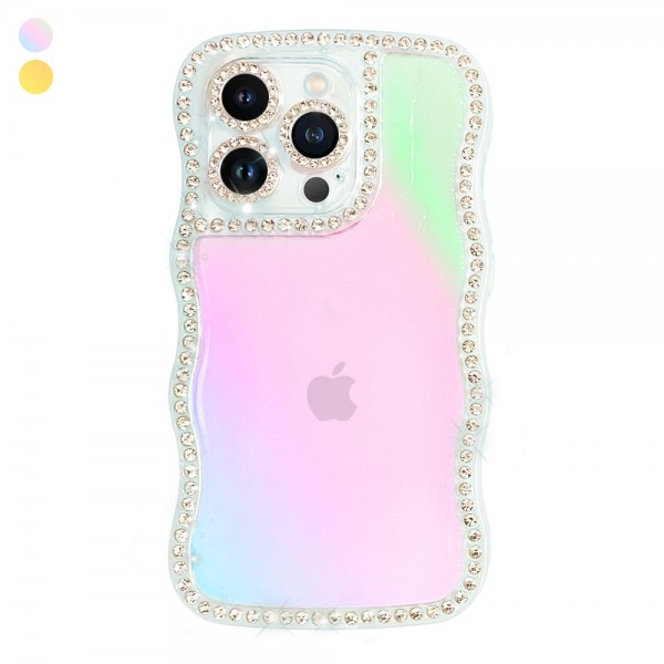iPhone 14 Pro Kılıf Occo Seri Hologramlı Taşlı Şeffaf Silikon Ka…