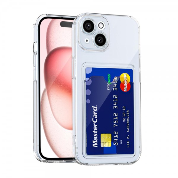 iPhone 15 Kılıf Cardy Şeffaf Kartlık Cepli Kapak…