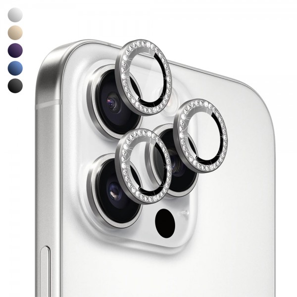 iPhone 15 Pro / 15 Pro Max Rock Seri Taşlı Metal Kamera Lens Koruyuc…