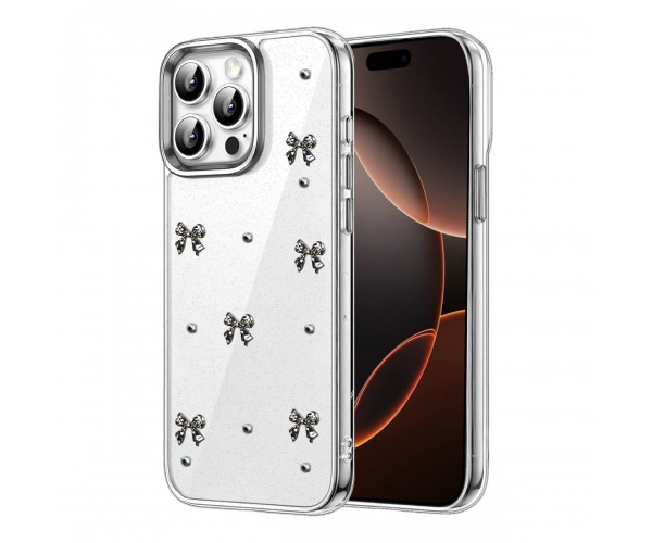 iPhone 15 Pro Max Kılıf Fiyonk Desenli Şeffaf Kapak&hellip;