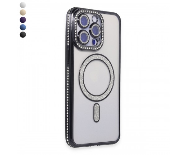 iPhone 15 Pro Max Kılıf Joke Seri Magsafe Özellikli Taşlı Simli S&hellip;