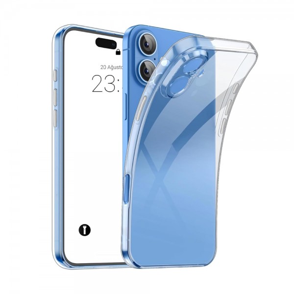 iPhone 16 Kılıf Metal Tuşlu Kamera Korumalı Silikon Şeffaf Arka Kapak…