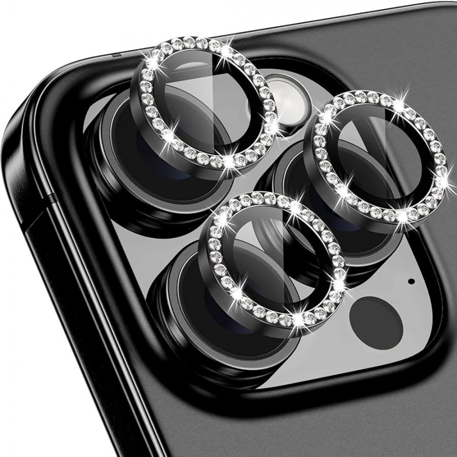 iPhone 16 Pro / 16 Pro Max Taşlı Metal Kamera Lens Koruyucu Set