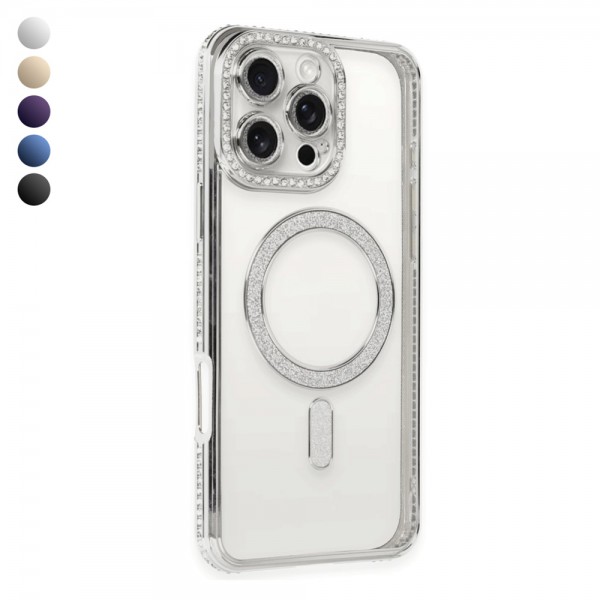 iPhone 16 Pro Kılıf Joke Seri Magsafe Özellikli Taşlı Simli Silikon K&hellip;