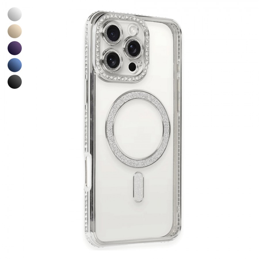 iPhone 16 Pro Kılıf Joke Seri Magsafe Özellikli Taşlı Simli Silikon Kapak iPhone 16 Pro Kılıf Joke Seri Magsafe Özellikli Taşlı Simli Silikon Kapak