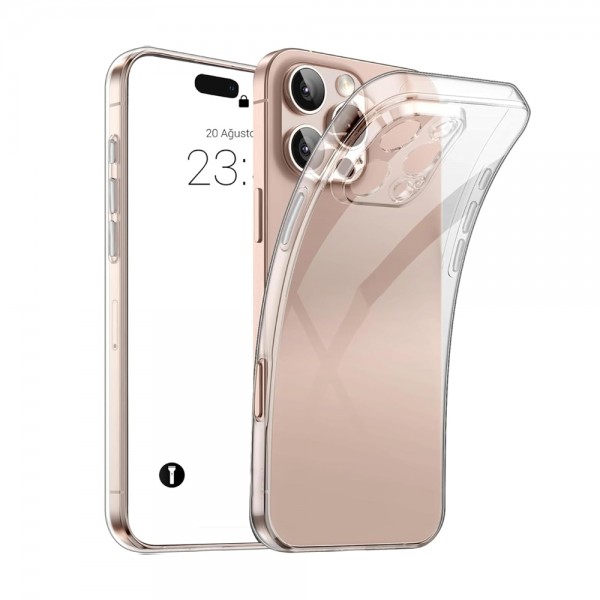 iPhone 16 Pro Kılıf Metal Tuşlu Kamera Korumalı Silikon Şeff…